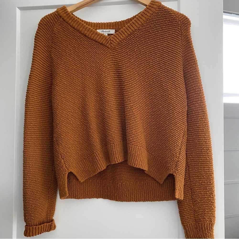 Madewell XS Sweater Cotton Knit Split Hem Cropped